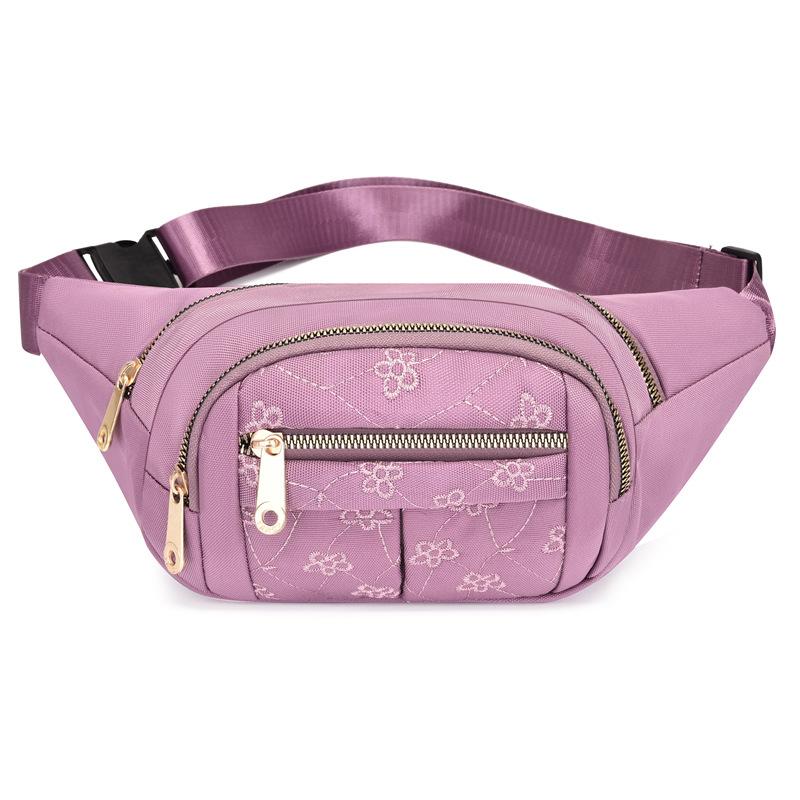 Women's Embroidery Solid Color Nylon Messenger Bag, One Shoulder Outdoor Simple Running Bag, Sports Multi-functional Fanny Pack Wholesale