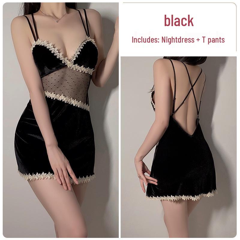 Guiruo Velvet Lingerie Set: Camisole, Open-Front Robe, Breast Pads - Pure Desire Collection 1490