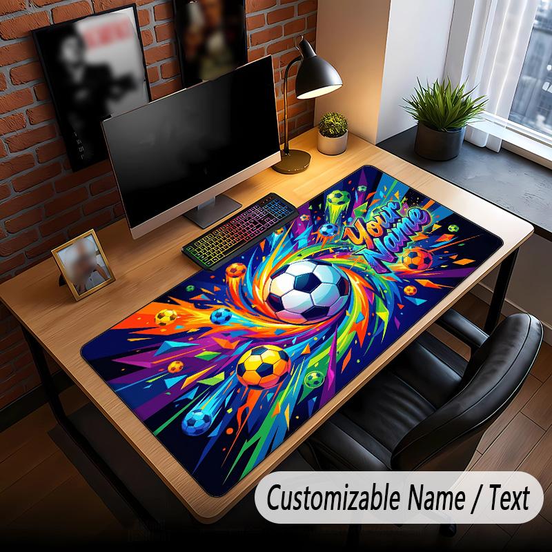 Soccer Theme Custom Mouse Pad Personalized With Name Text Customized Desk Mat For Office Home Decor