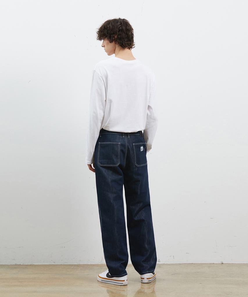 RYUL+WAI Denim Diagonal Pocket Wide Glow Pants Navy