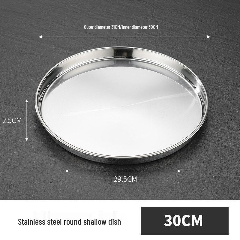 

ZLIII 30cm Stainless Steel Round Shallow Dinner Plate