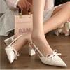 2025 Summer New Pointed Toe Design with Bow High Heels Pumps Wedding Banquet Luxury Live Broadcast Hot Fashion Sandals