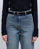 DOFFSEPT Square Croc Hard Leather Belt In Black
