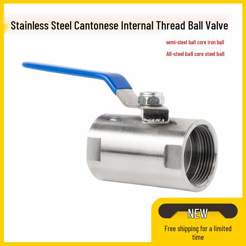 Cantonese Stainless Steel High-Temp Steam Ball Valve, Gate Valve, Female Threaded, Sizes: 1/2", 3/4", 1", DN15