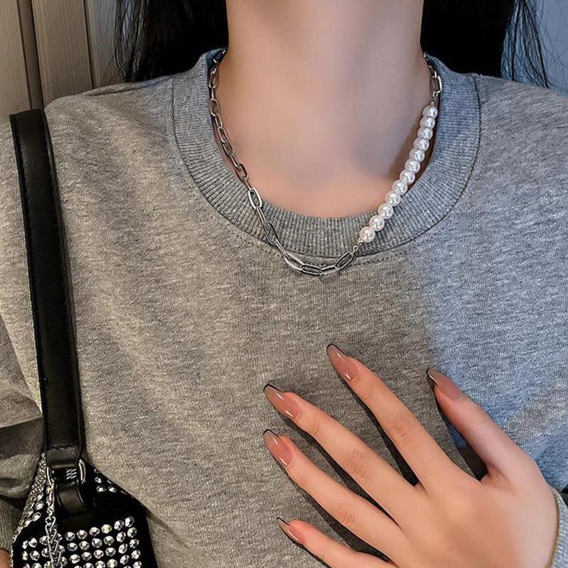 Shijia pearl necklace women's niche design sense fashion temperament collarbone chain neck chain sweater chain bead chain