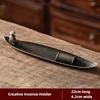 Creative Bamboo Raft Incense Holder Boat with Old Men Fishing Design Long Leaf Censer for Home Decor Aromatherapy