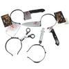 Spoofing Horror Costumes Zombie Toy Props Hair Accessories Hair Bands Head Beheaded Axe Prank for Halloween Party