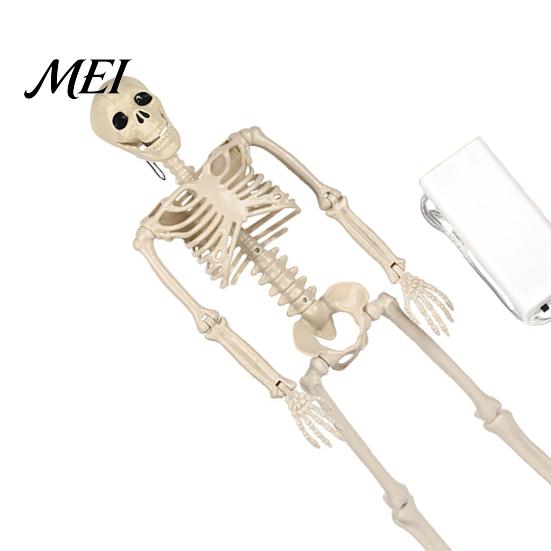 Life Size Posable Skeleton 36 Inches LED Light Up Halloween Skeleton, 3FT Full Body Props Plastic Human Bones with Movable Joints for Haunted