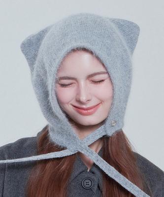 Chyami Kitty Soft Angora Grey Beanie