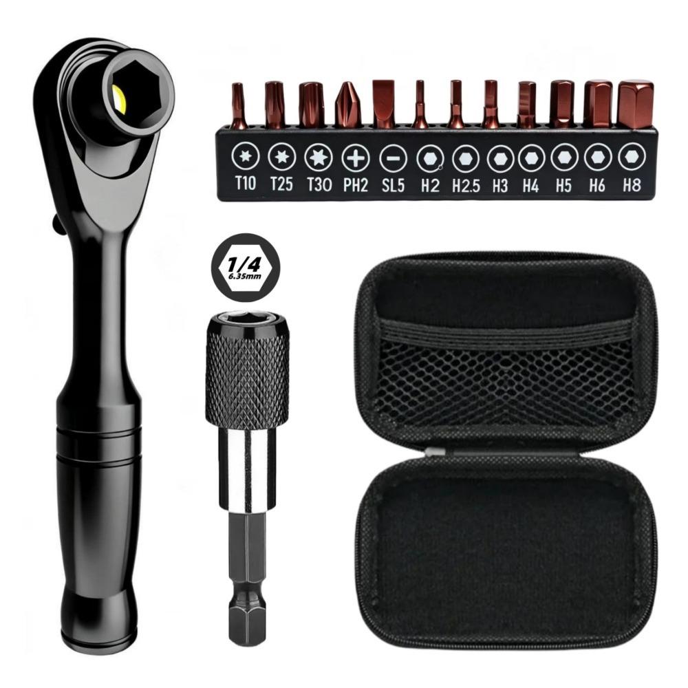 22IN1 Allen Key Spanner Double-headed Torque Ratchet Wrench Set Match 1/4 Inch Screwdriver Set For Bicycle Hand Repair Tools
