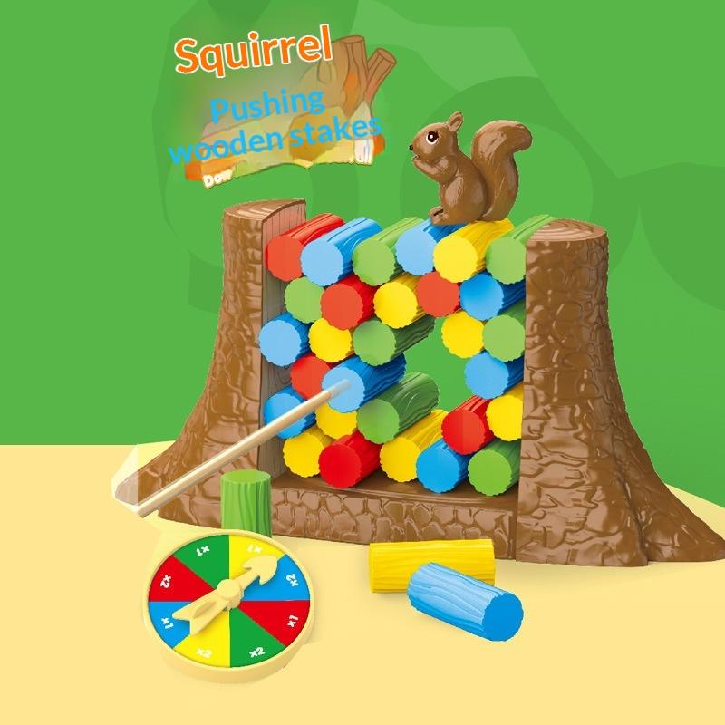 1 Set Stacking Blocks Puzzle Toy Kids Balance Tower Board Game Save The Collapsing Squirrel For Toddlers Christmas Gift