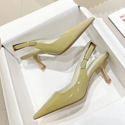 Vasaras Jauns Zīmols Sieviešu Sandales Modes Smaila Purngals Seklas Dāmu Elegantas Slingback Kurpes Plati Vidēja Papēža Kurpes