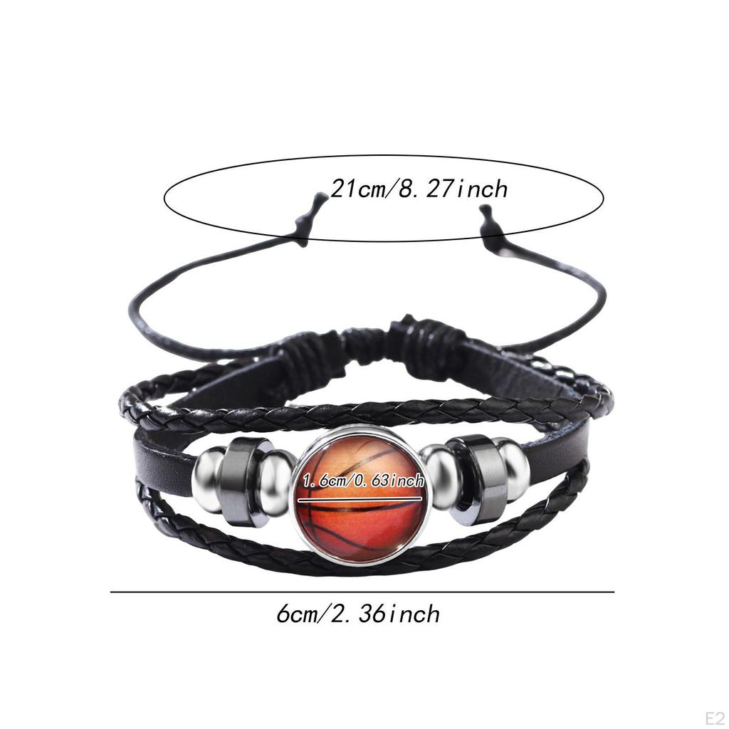 Leather Wrap Bracelet Braided Rope Casual Wristband Bangle for Outdoor Sports Fans Party