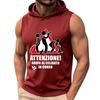 Men's Sleeveless Hoodie Casual Loose Fit Graphic Print Warning Bachelor Party T-Shirt Top for Leisure and Everyday Wear