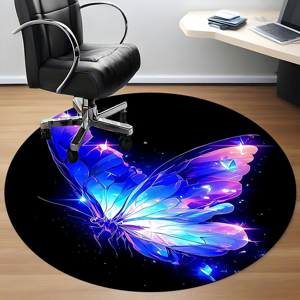 1pc Butterfly Wings Office Round Area Rug, Indoor Mat Suitable ForOffice, Under Office Chairs Bedroom Living Room Home Decor, Room Deco T104