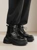 Designer Rivet  Men's Motorcycle Boots Punk Shoes Rock Stage Style Lace Up Thick Sole 4.5CM Elevator Shoes Men Leather Boots