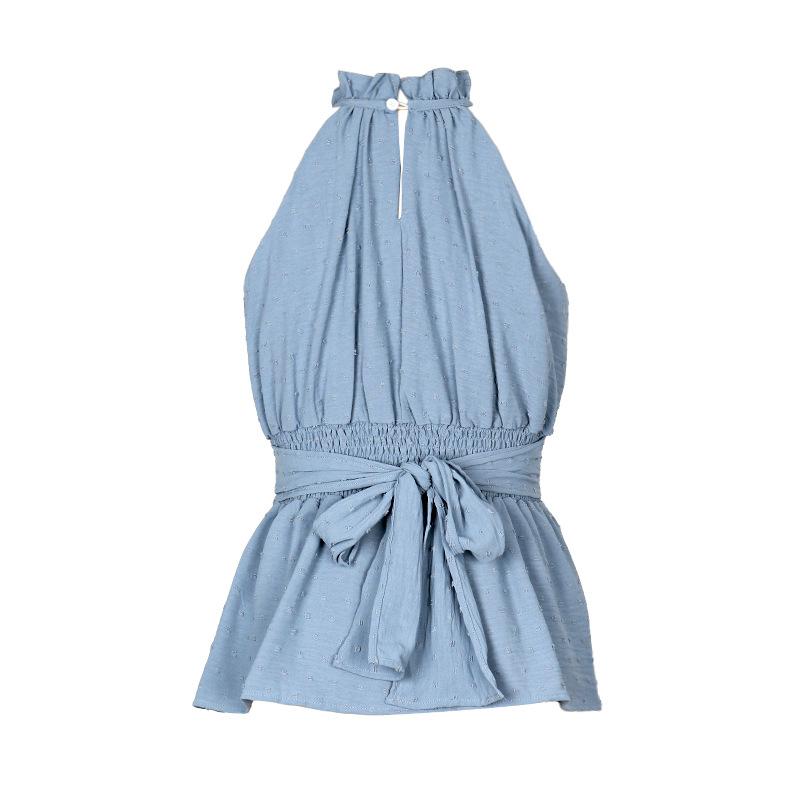 Sommer kvinners topper ermeløs mote solid farge slanke hengende hals topper