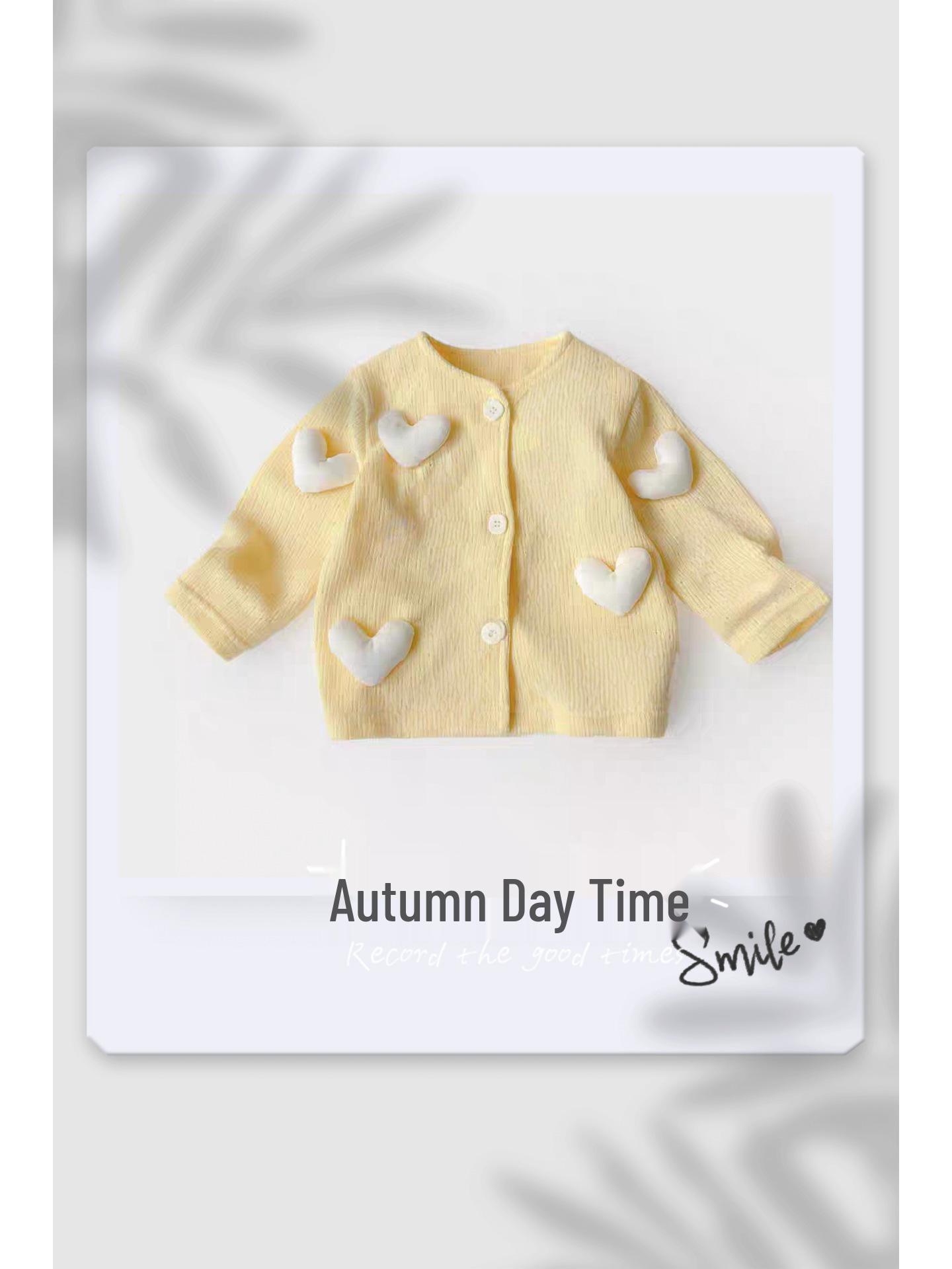 

Девочки Осенний Кардиган с Сердечками - Модный, Стильный, Милый и Универсальный в Корейском Стиле X191 80cm