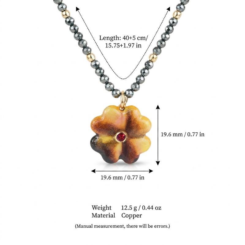 Vintage Drip Oil Flower Necklace With Colorful Bead Chain Splicing Design Bohemia Clavicle Chain For Women