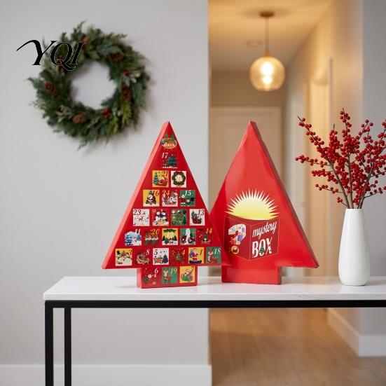 Party Favor Storage Box Christmas Tree Advent Calendar Box, DIY Surprising Shaped Paper Hole Punch Holiday Gift Fillable Countdown for Candy