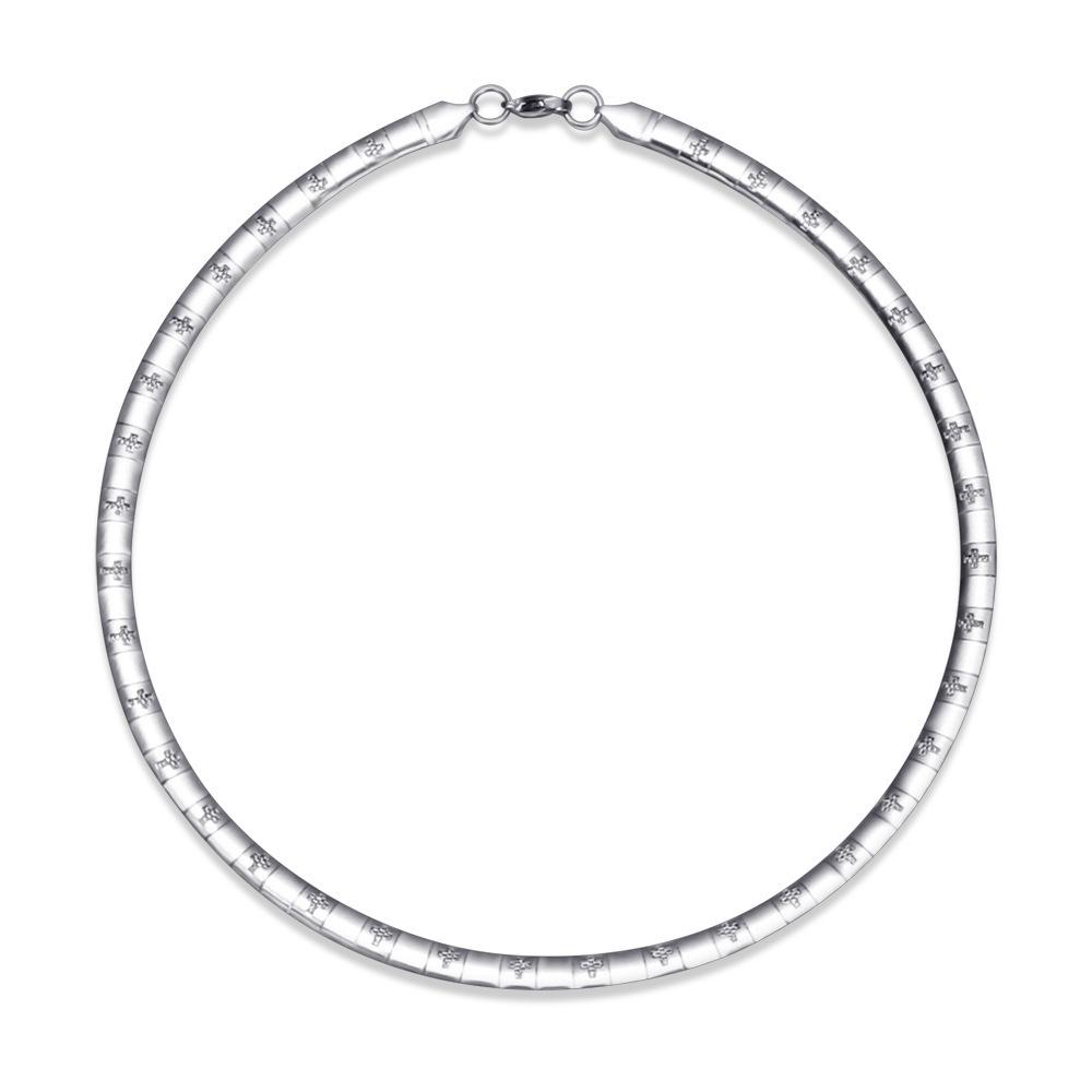 Dual-Toned 6MM Gold Inlaid Stainless Steel Clavicle Chain Necklace for Women