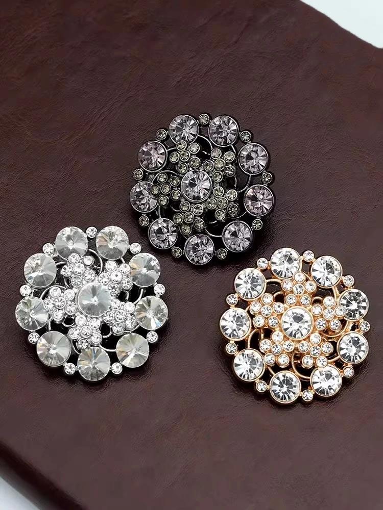 1pcs Rhinestone Buttons for Fur Coat Cardigan Rhinestone for Needlework Collar Sewing Embellishment Replace Metal Buckle