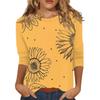 2026 Spring/Summer New Women's Fashion Printed Three-Quarter Sleeve Loose Round Neck Casual T-Shirt Top