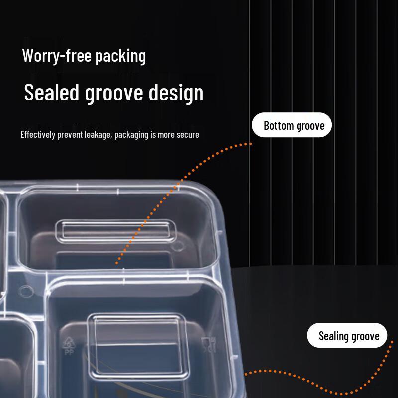 850ml 4-Compartment Disposable Food Containers with Lids