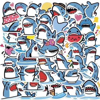 50Pcs/Set Cartoon DIY Phone Sticker Self-adhesive Waterproof PVC Shark Cover Cup Luggage Skateboard Laptop Scrapbook Graffiti Decal