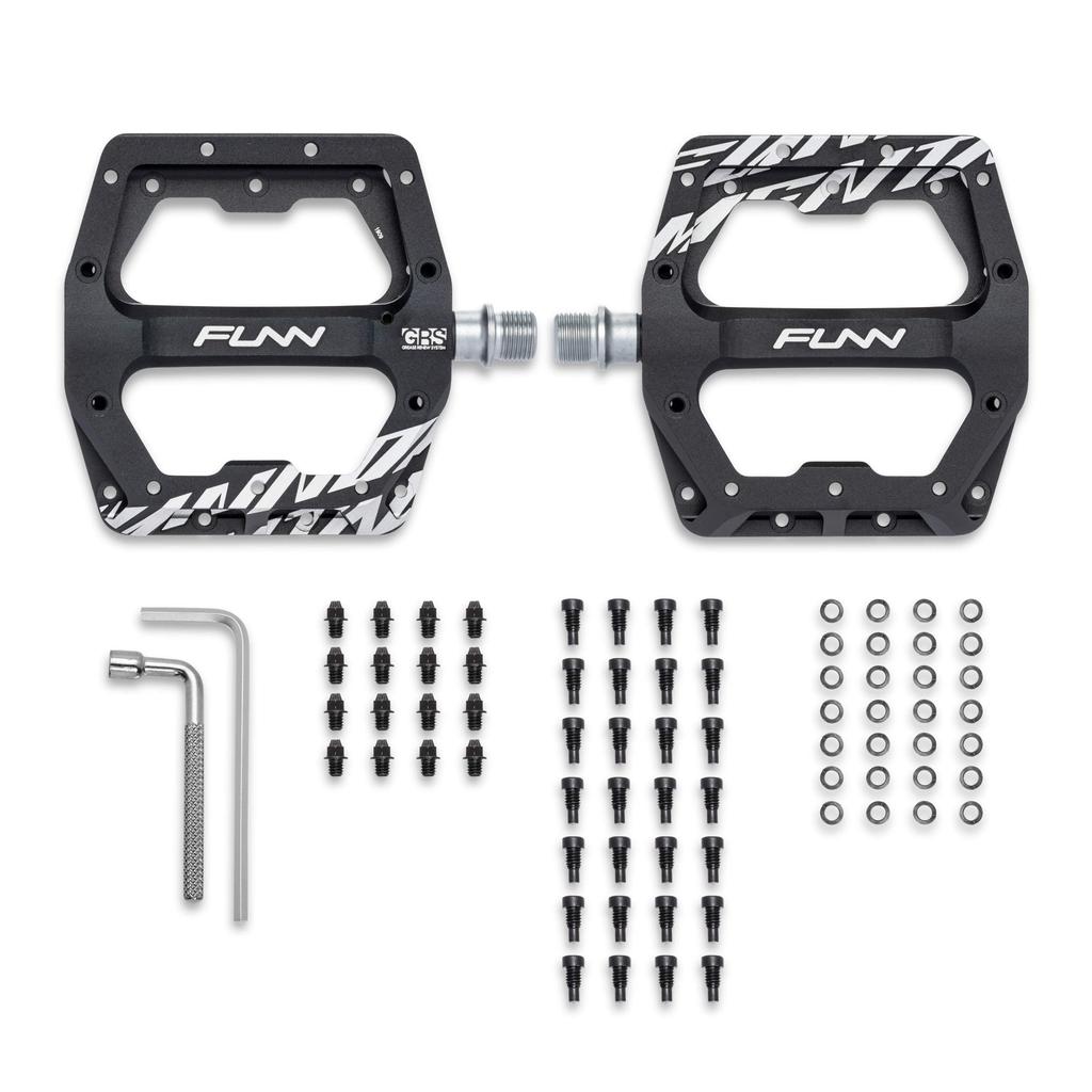 Funn Funndamental Flachpedale Set Breite Plattform Fahrrad Stahlachse BMX/MTB - Pedale, 9/16 Zoll (Schwarz)