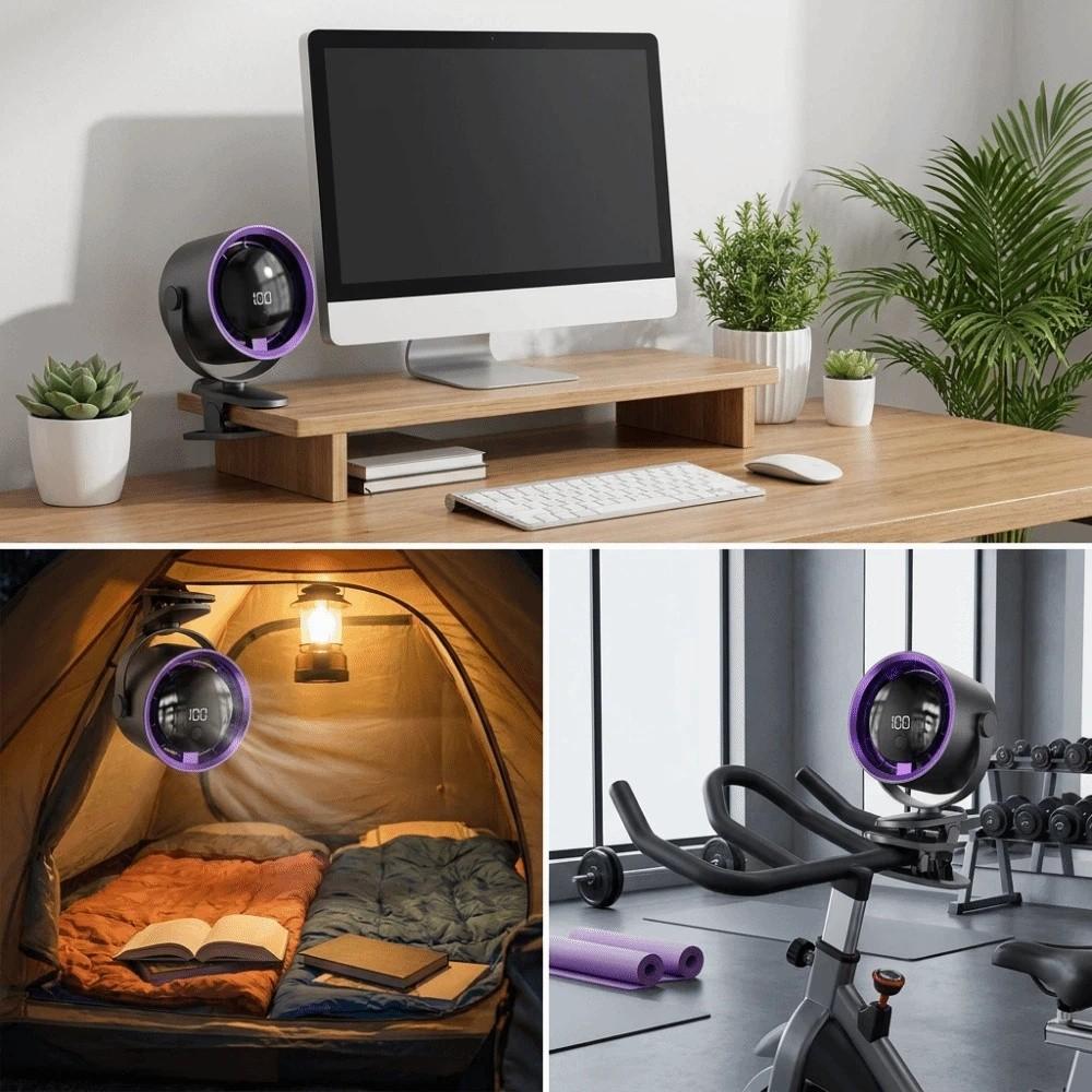 Long Lasting Battery Mini Fan Display Screen USB Fan Easy Carry Desktop Clip Fan  Office Use