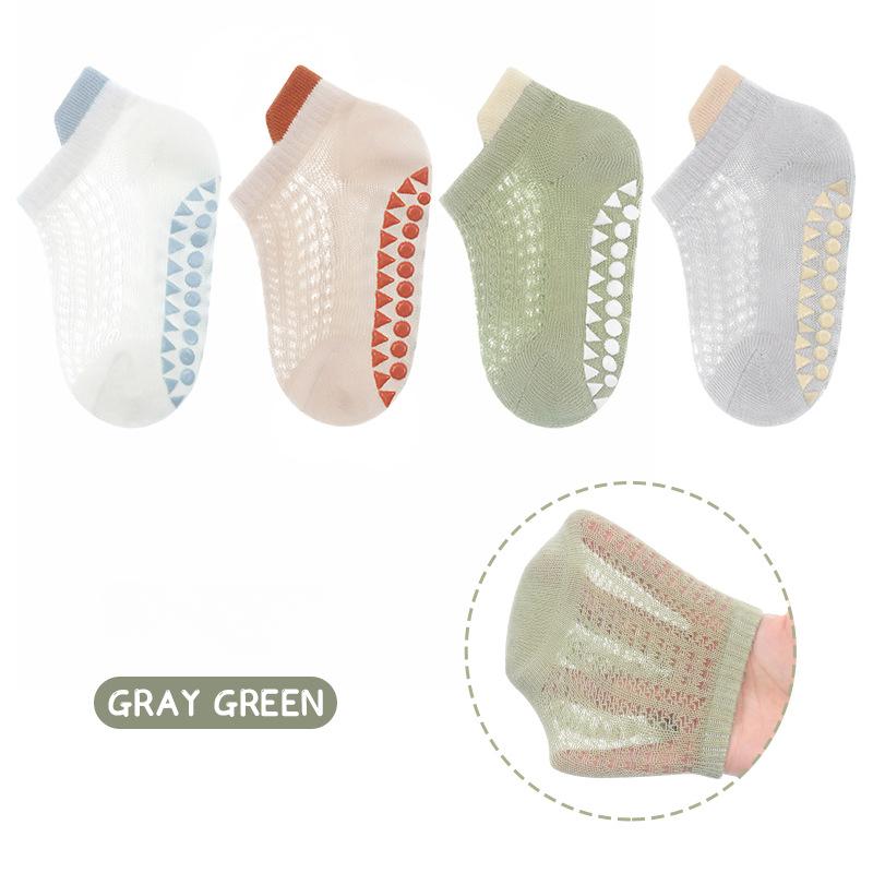 Șosete de trambulină pentru bebeluși, din bumbac ușor, antiderapante, pentru podea, pentru sugari și copii mici, 4 perechi de șosete cu plasă lipicioasă, tip barcă