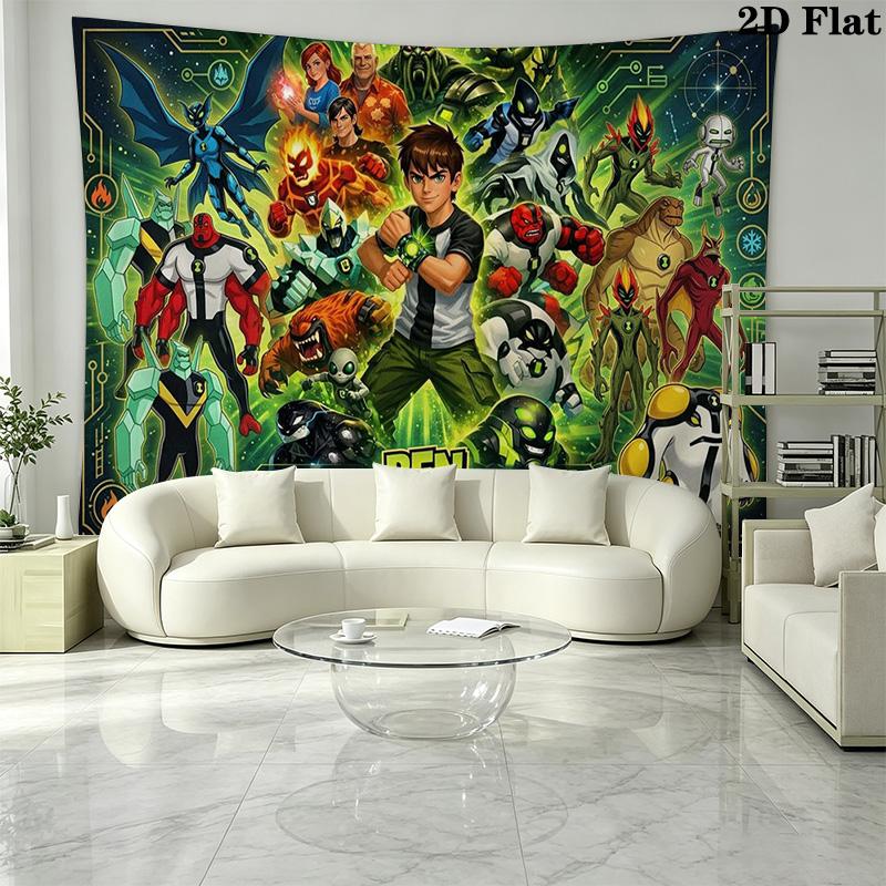 ben 10 Wall Tapestry Aesthetic Wall Hanging Printed Fabric Blanket Decorative Tapestries for Bedroom Living Room Home Decor