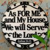 2d Ffat 20*20cm, "as for Me and My House We Will Serve The Lord", Round Wooden Wall Art, Elegant Black and White Design, for Kitchen, Garden, Balcony.