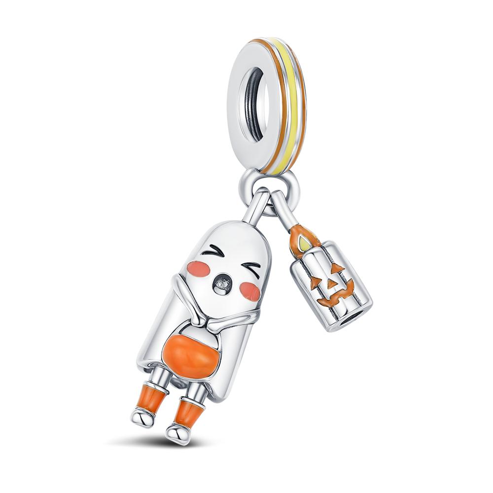 925 Silver Halloween Charm Ghost Pumpkin Charms Jewelry Making For Women Men DIY Bracelet Halloween Party Jewelry Gift