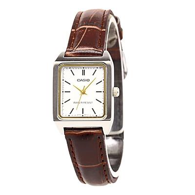 STANDARD Cheap Casio Simple Square Business Wristwatch, Women's, Design, Casual, Leather, Brown, LTP-V007L-7E2 [Used]
