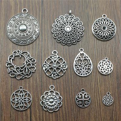10pcs Charms Motif Antique Silver Color Motif Pendant Charms Flower Charms For Jewelry Making