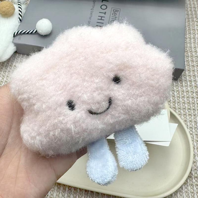 Bag Charm Pendant Cute Plush White Scallop Pendant Girlish Student Schoolbag Hanging Accessory Smiling Face Doll Gift Bag Chain