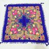 Tassel Decor Square Soft Windproof Retro Scarf Lady Autumn Winter Ethnic Style Print Cotton Shawl