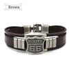 Trendy American Route 66 Printed Pattern Bracelet Men's Bracelet Metal Multilayer Leather Bracelet Accessories New Party Zircon