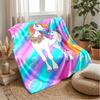 Rainbow Mane Unicorn Theme blanket Lightweight Warm Flannel Blanket Decorative Throw Blanket for Home Decoration