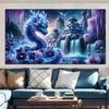 Blue Dragon Waterfall Orchid Landscape Diy 5D Diamond Painting Full Square Round Mosaic Diamond Embroidery Big Size For Decor