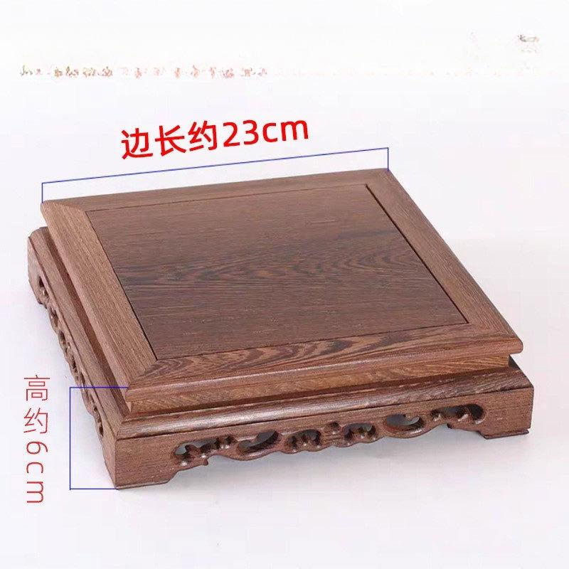 Retro Engraving Wooden Tea Tray Teapot Bases Bonsai Buddha Stand Fish Tank Pedestal Wooden Flowerpot Base Furniture Home Decor