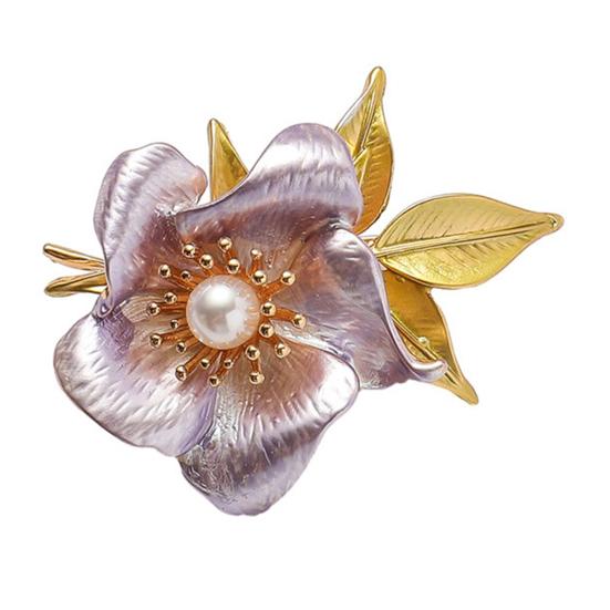 

Женская эмалевая брошь в форме искусственного жемчуга, цветка, листа, костюма, воротника, шляпы, шарфа, украшения для одежды, выпускного бала, украшения для одежды фиолетовый