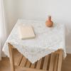 White Lace Tablecloth, Square Scalloped Floral Lace Doily, Elegant Vintage Table Cover for Nightstand End Table Tea Party Home Decor