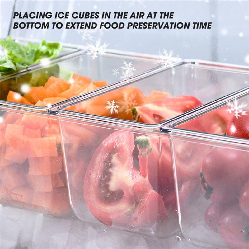 Aug. Ice Chilled Condiment Tray With 5 Containers, Condiment Server With Lids, Serving Tray Platter For Bar Accessories