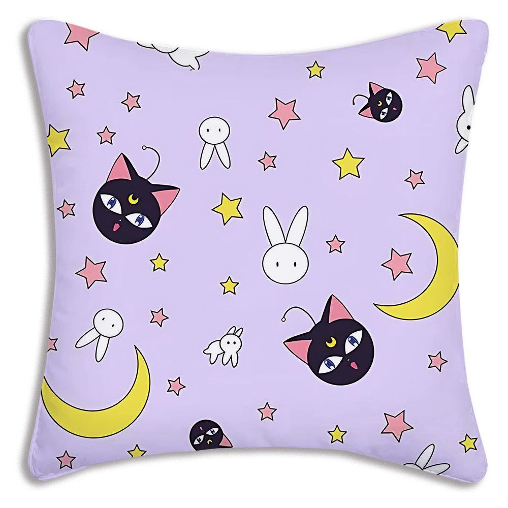 1PC Cute M-shaped Moon Pillowcase Cartoon Sofa Decoration Home Double-sided Printing Cute Square Cushion Pillowcase