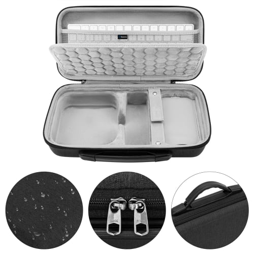 Geekria Desktop Computer Hard Travel Case for Apple 2024 Mac Mini M4 / Mini M4 Pro, Magic Keyboard, Mouse, Trackpad, and Accessories (Dark Gray)