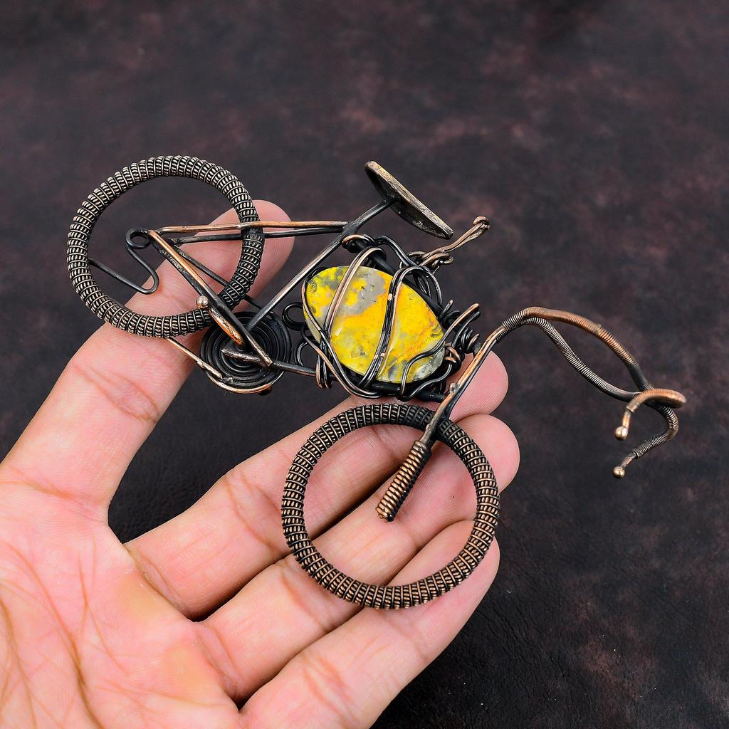 Bumble Bee Jasper Pendant Copper Wire Wrapped Pendant Handmade Pendant Wire Wrap Jewelry Gemstone Cycle Pendant Copper Jewelry Wedding Gift