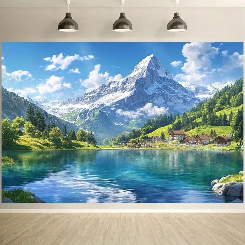 2D European Countryside Scenery Portrait Photo Backdrop 47.2x31.5inch/120*80cm